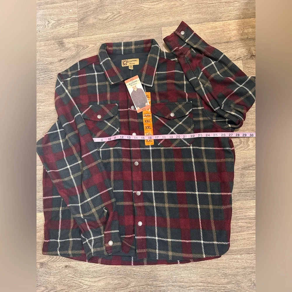NWT BC Clothing Men's Textured Flannel Button Cuffs Branded Buttons Heavyweight - Picture 8 of 14